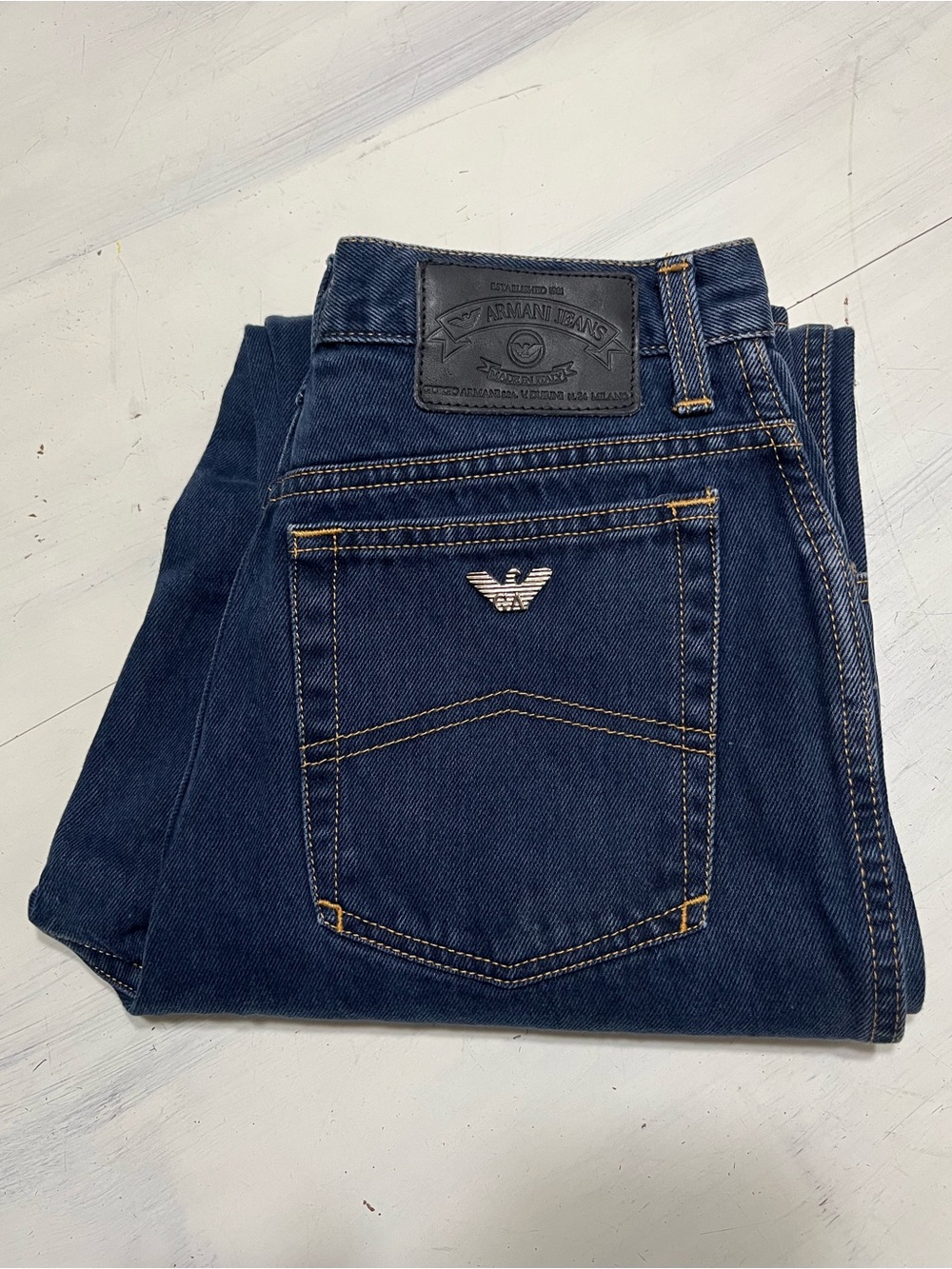 Vintage 90’s Giorgio Armani True Blue Jeans Sz 30 Dark Wash Made In Italy